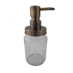 Consol 375ml glass jar with brushed bronze colour pump lid